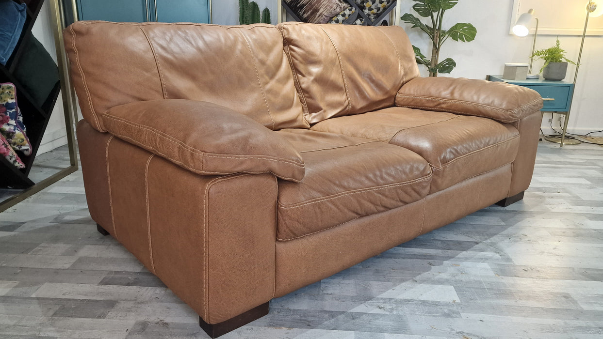 Linara 2 Seater - Leather Sofa - Apollo Tan