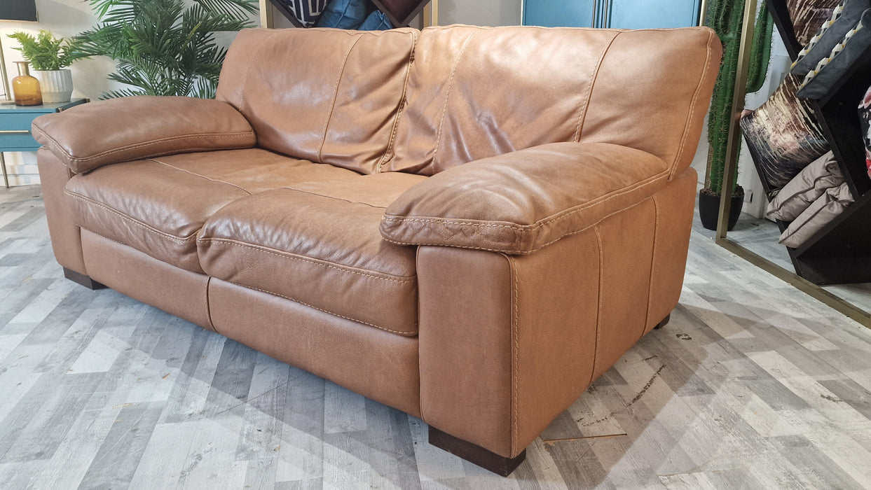 Linara 2 Seater - Leather Sofa - Apollo Tan