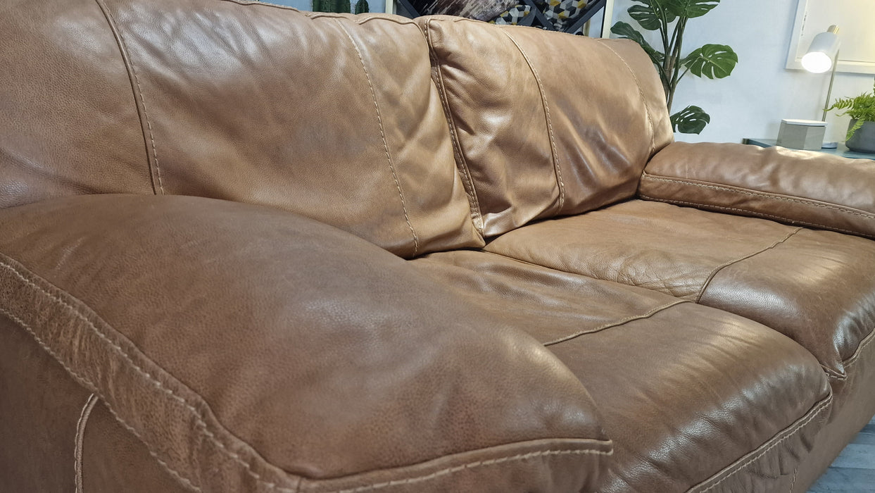 Linara 2 Seater - Leather Sofa - Apollo Tan