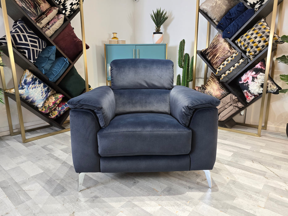 Illinois 1 Seater - Lifestyle Mottled Fabric Navy Blue