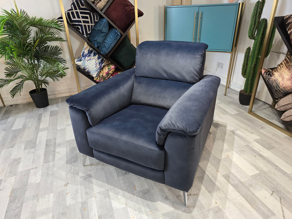 Illinois 1 Seater - Lifestyle Mottled Fabric Navy Blue