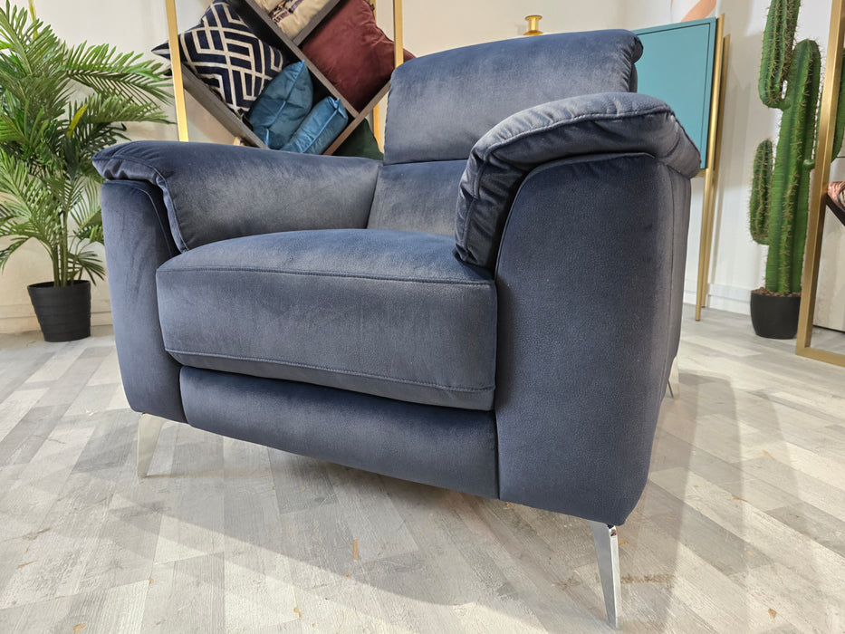 Illinois 1 Seater - Lifestyle Mottled Fabric Navy Blue