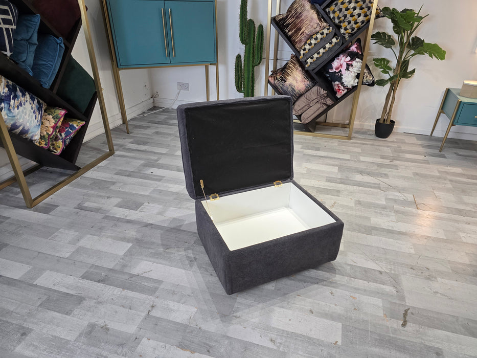 Titan Storage Footstool Fabric -  Marina Anthracite All Over