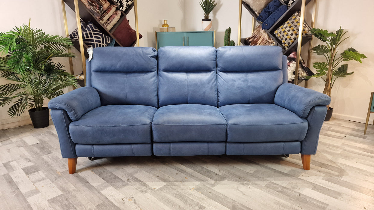 Lucca 3 Seater - Fabric Pow Rec Sofa - Aspen Blue