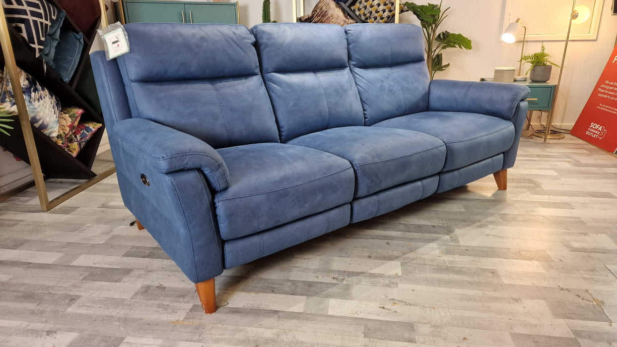 Lucca 3 Seater - Fabric Pow Rec Sofa - Aspen Blue