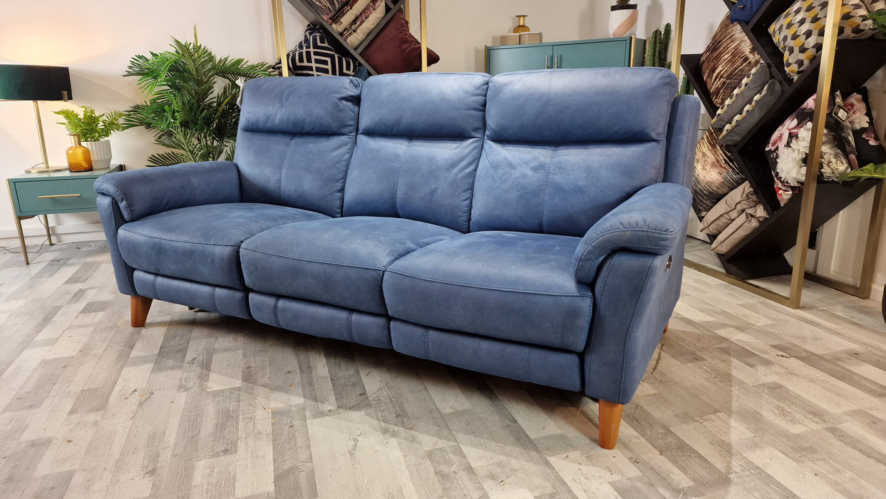 Lucca 3 Seater - Fabric Pow Rec Sofa - Aspen Blue