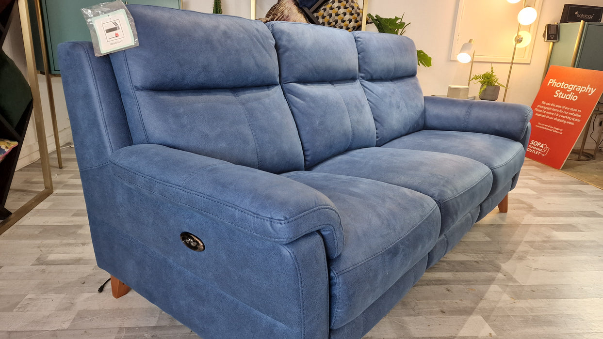 Lucca 3 Seater - Fabric Pow Rec Sofa - Aspen Blue