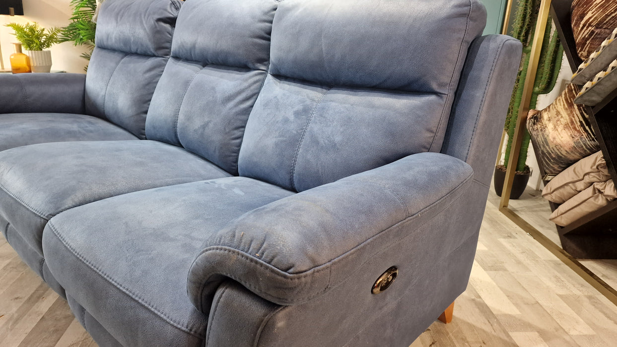 Lucca 3 Seater - Fabric Pow Rec Sofa - Aspen Blue