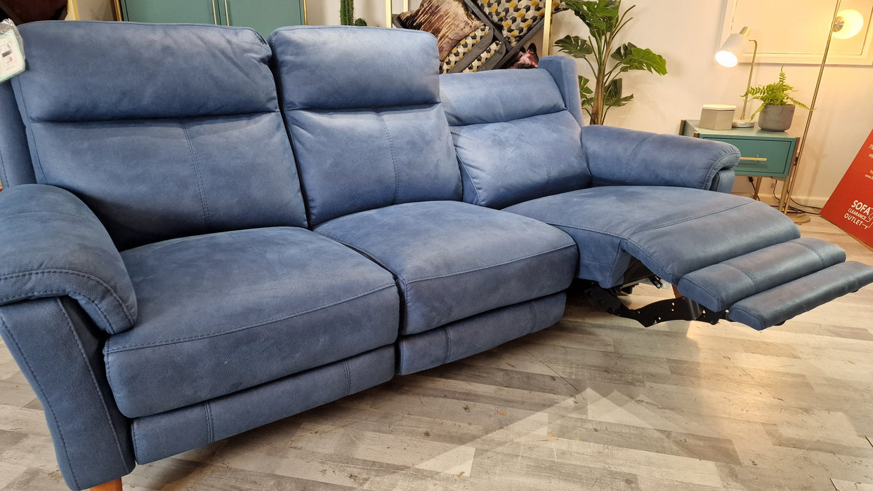 Lucca 3 Seater - Fabric Pow Rec Sofa - Aspen Blue