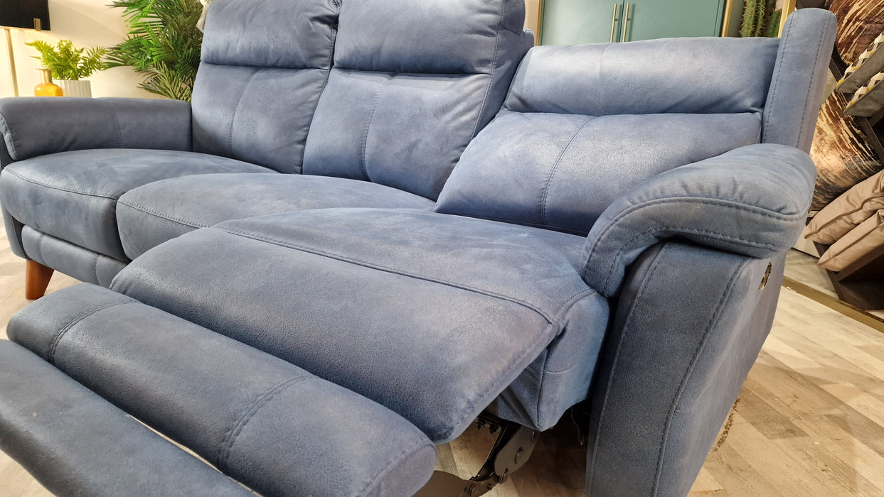 Lucca 3 Seater - Fabric Pow Rec Sofa - Aspen Blue