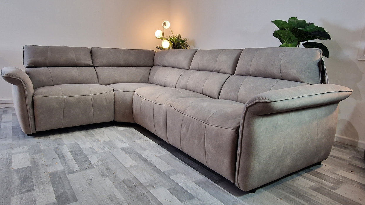 Cadenza 1 Corner 3 - Fabric Power Reclining Sofa - Lifestyle Flecked Fabric Stone