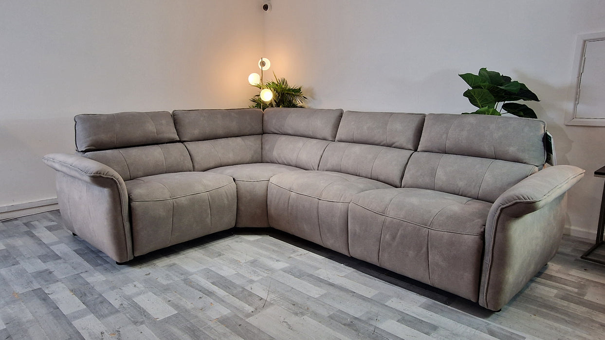 Cadenza 1 Corner 3 - Fabric Power Reclining Sofa - Lifestyle Flecked Fabric Stone