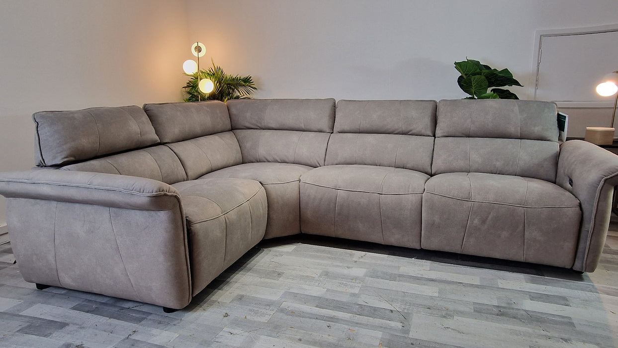 Cadenza 1 Corner 3 - Fabric Power Reclining Sofa - Lifestyle Flecked Fabric Stone