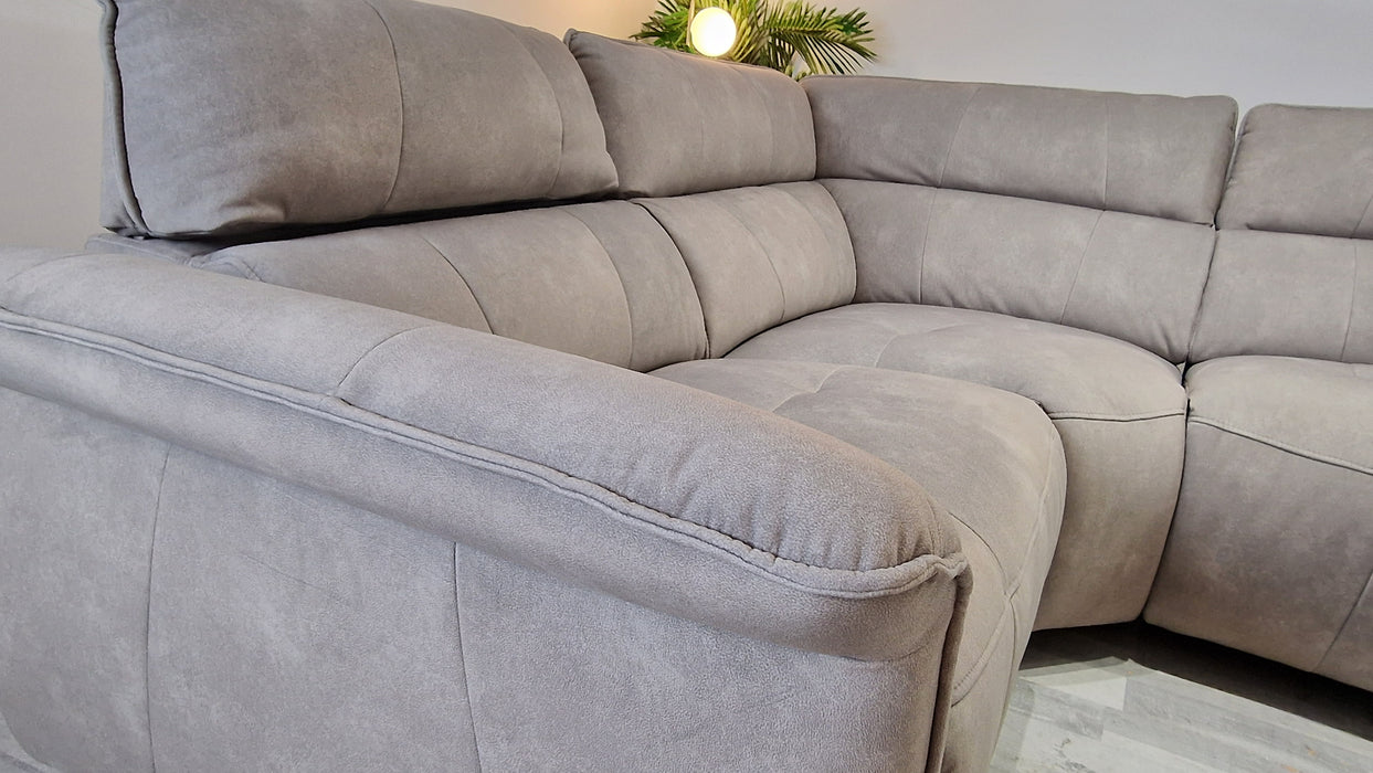 Cadenza 1 Corner 3 - Fabric Power Reclining Sofa - Lifestyle Flecked Fabric Stone