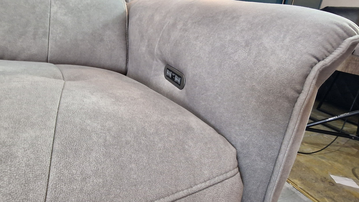 Cadenza 1 Corner 3 - Fabric Power Reclining Sofa - Lifestyle Flecked Fabric Stone