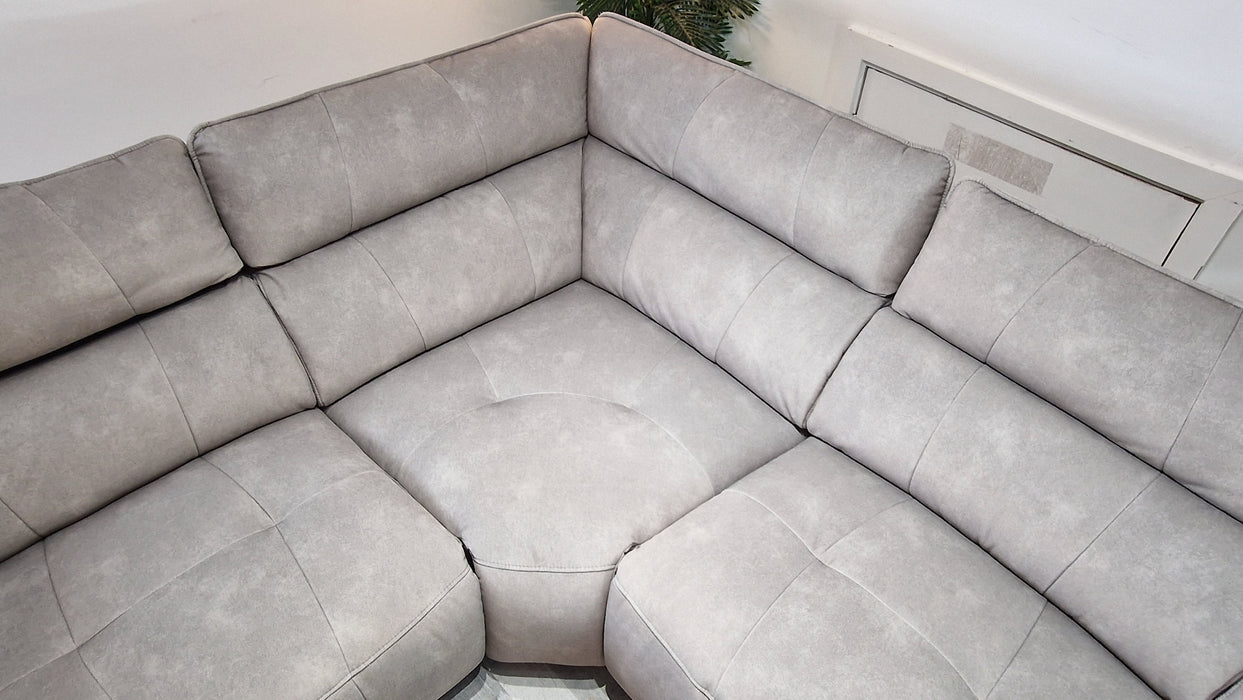 Cadenza 1 Corner 3 - Fabric Power Reclining Sofa - Lifestyle Flecked Fabric Stone