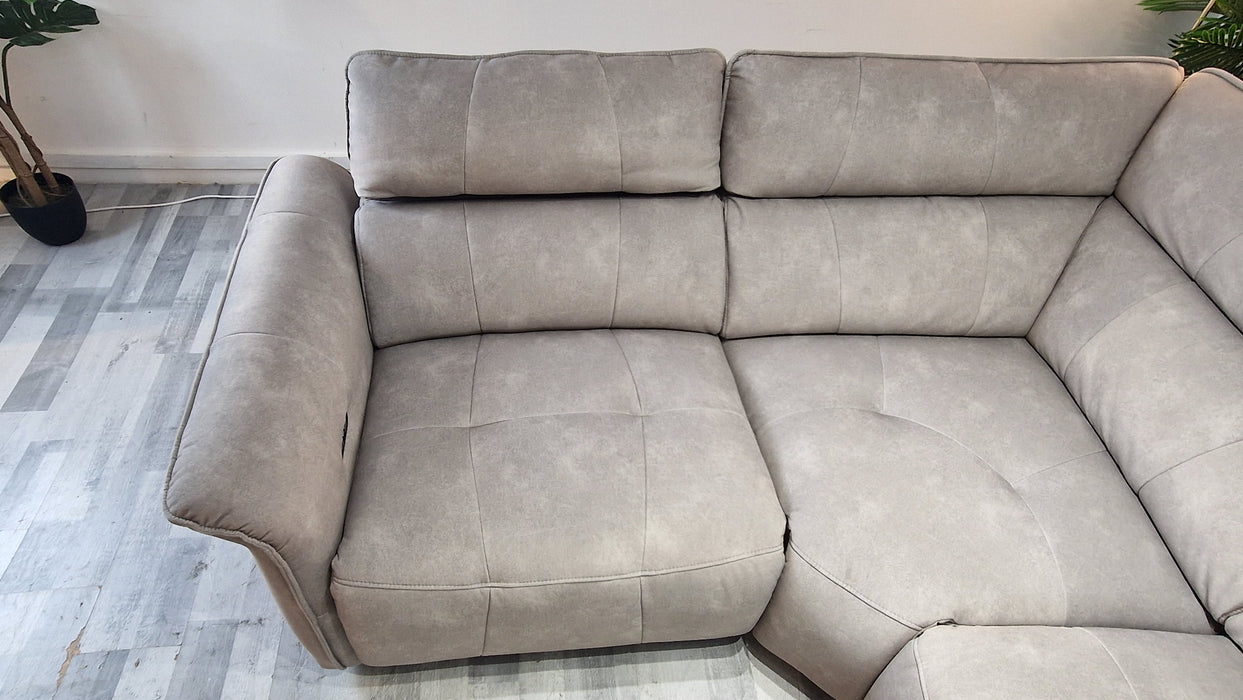 Cadenza 1 Corner 3 - Fabric Power Reclining Sofa - Lifestyle Flecked Fabric Stone