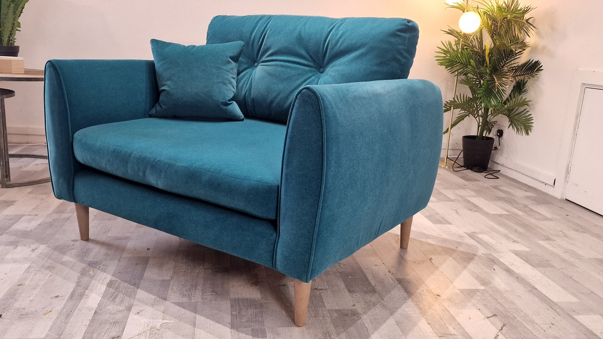 Finchley 1.5 Seat - Fabric Loveseat - Nordic Teal All Over