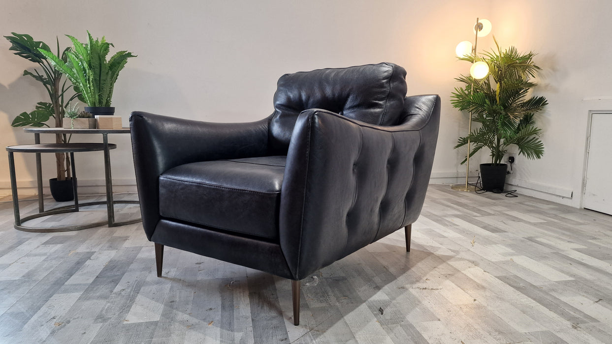 Cordelia 1 Seater - Leather Chair - Utah Black