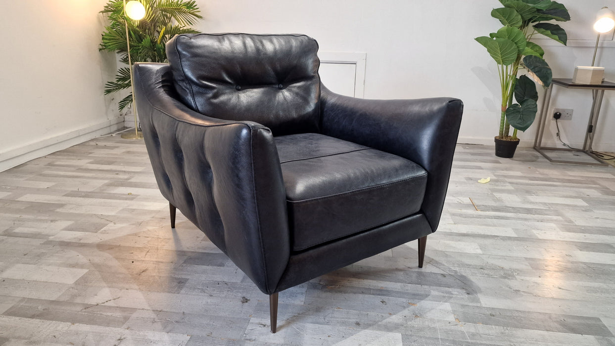 Cordelia 1 Seater - Leather Chair - Utah Black