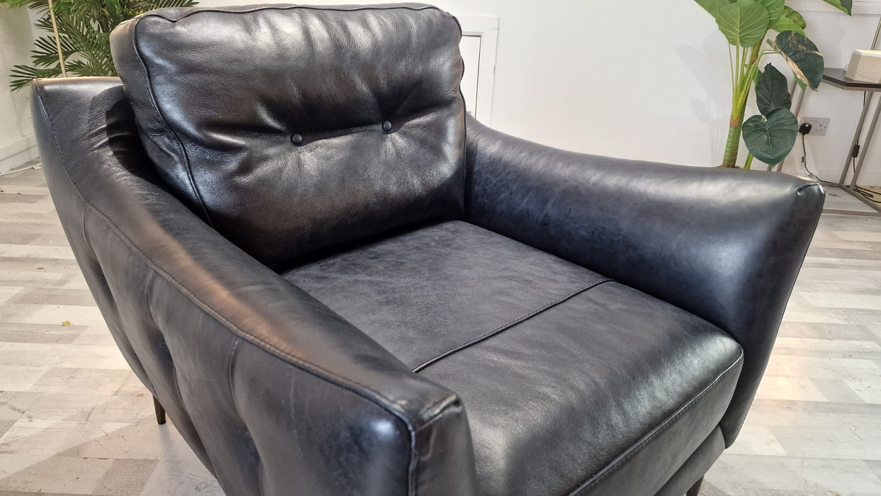 Cordelia 1 Seater - Leather Chair - Utah Black