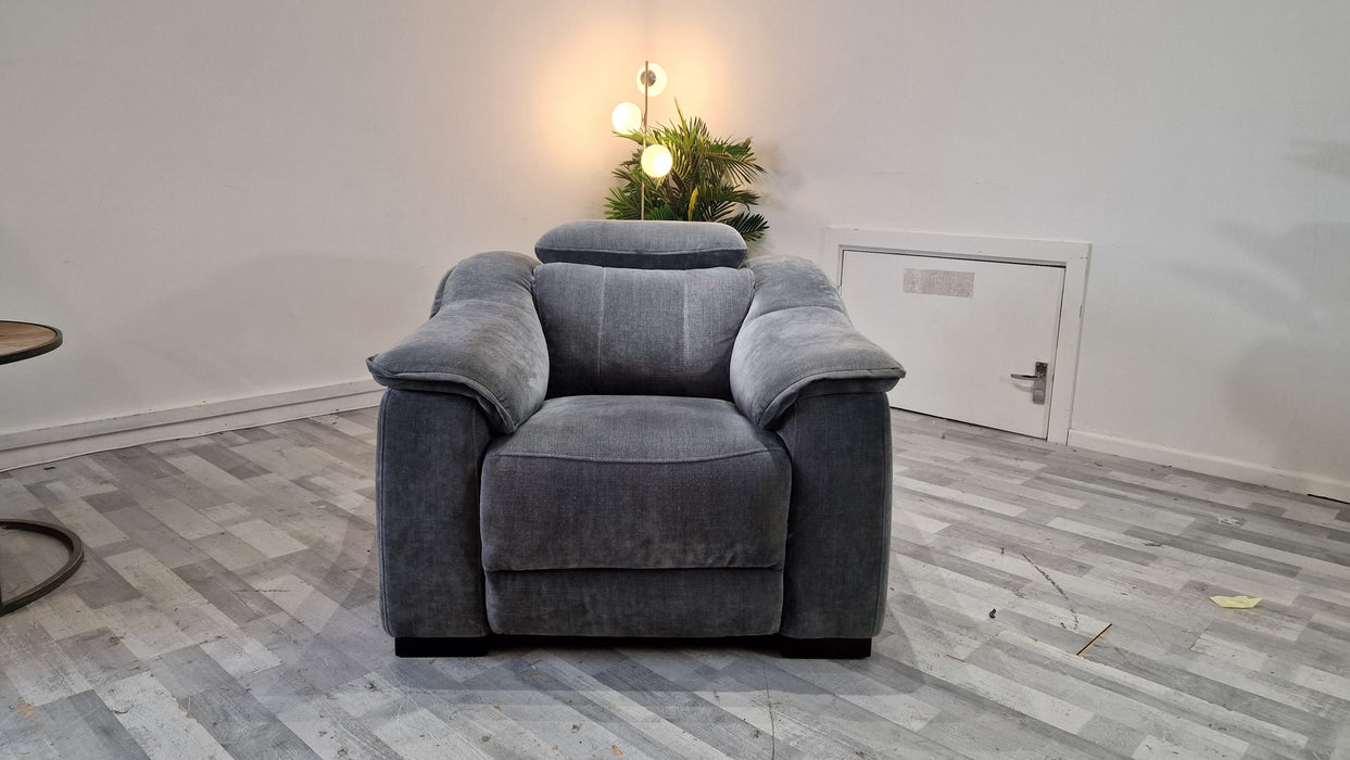 Carrera 1 Seater - Relaxed Chenille Charcoal - Power Recliner