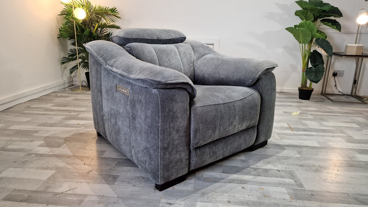 Carrera 1 Seater - Relaxed Chenille Charcoal - Power Recliner