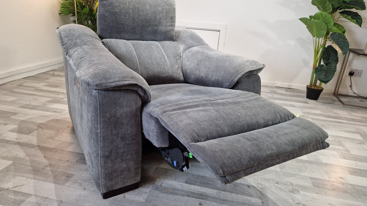 Carrera 1 Seater - Relaxed Chenille Charcoal - Power Recliner