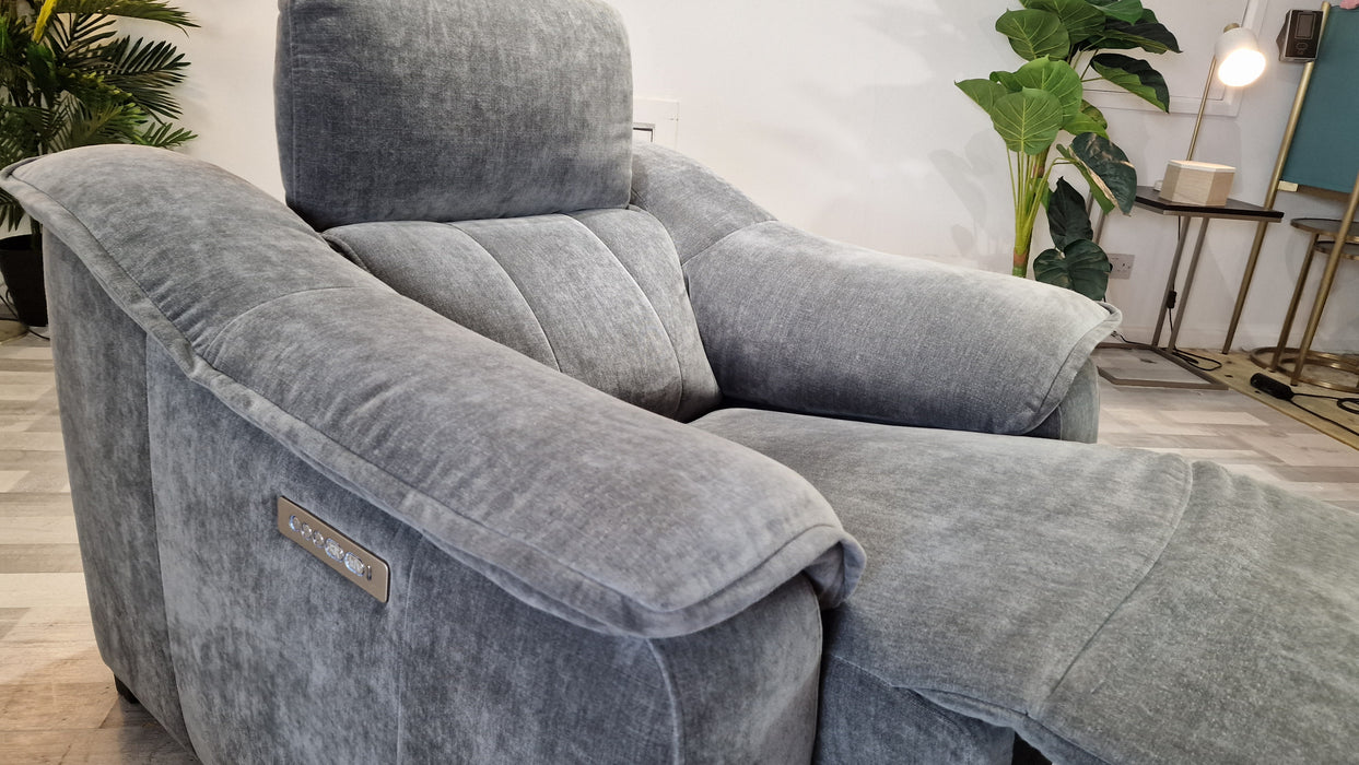 Carrera 1 Seater - Relaxed Chenille Charcoal - Power Recliner