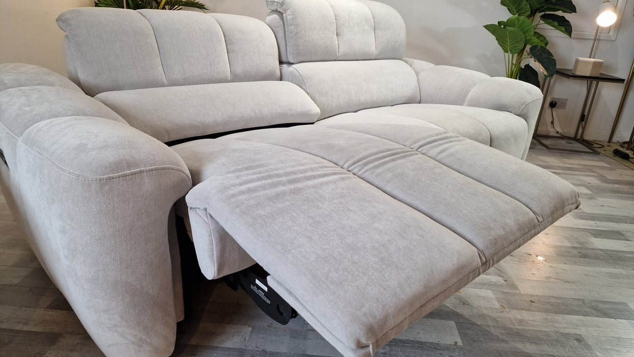 Nobu 2.5 Seater - Fabric Power Reclining Sofa - Relaxed Chenille Stone