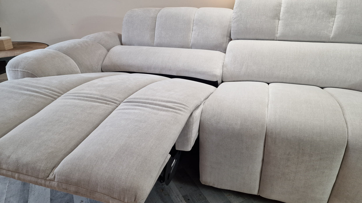 Nobu 2.5 Seater - Fabric Power Reclining Sofa - Relaxed Chenille Stone