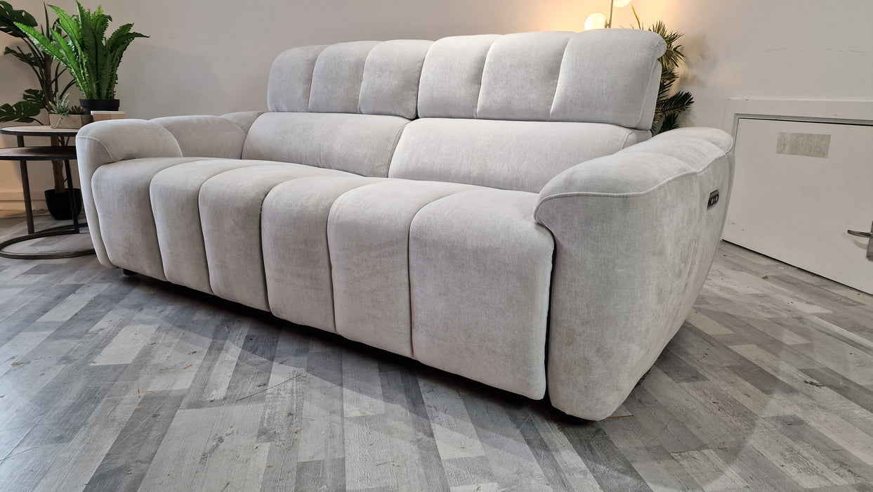 Nobu 2.5 Seater - Fabric Power Reclining Sofa - Relaxed Chenille Stone