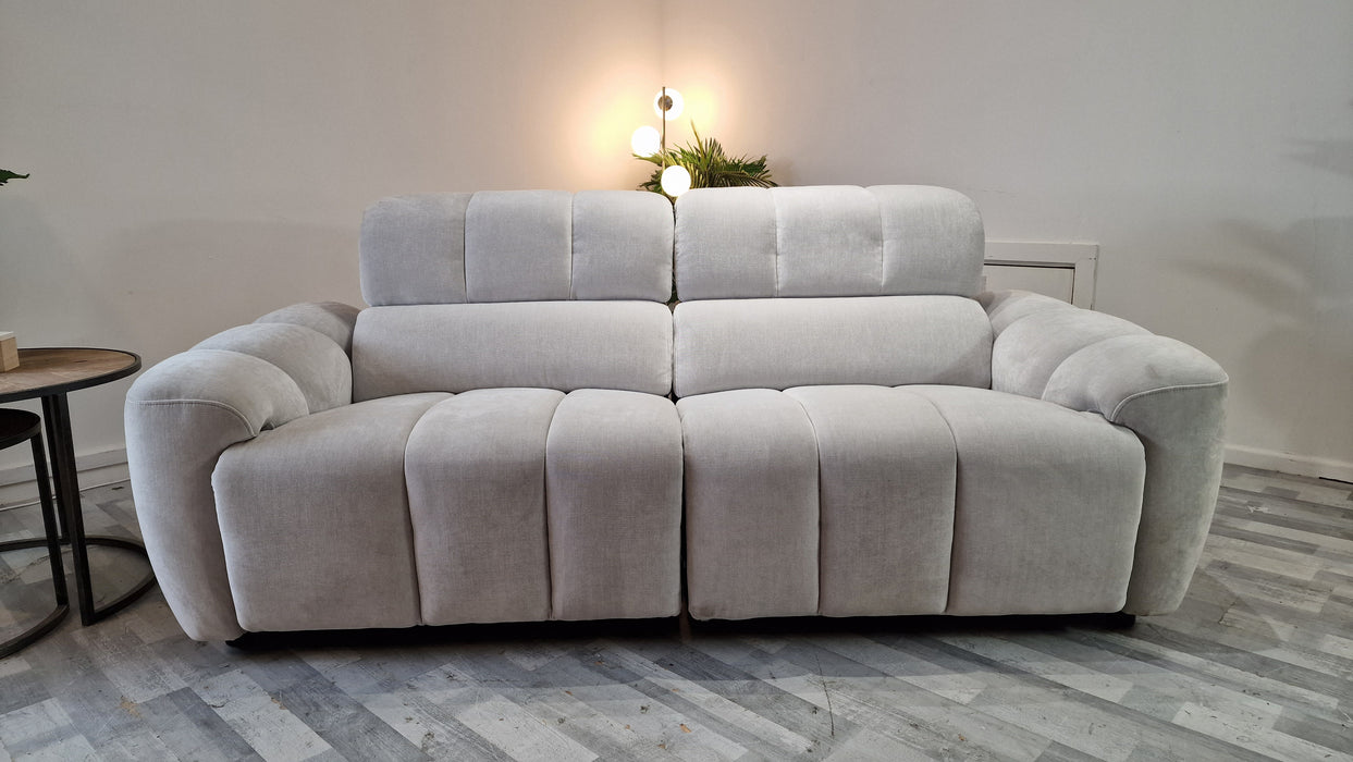 Nobu 2.5 Seater - Fabric Power Reclining Sofa - Relaxed Chenille Stone