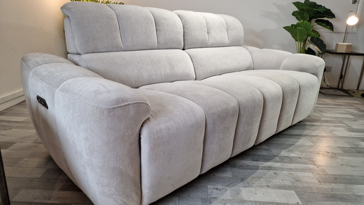 Nobu 2.5 Seater - Fabric Power Reclining Sofa - Relaxed Chenille Stone