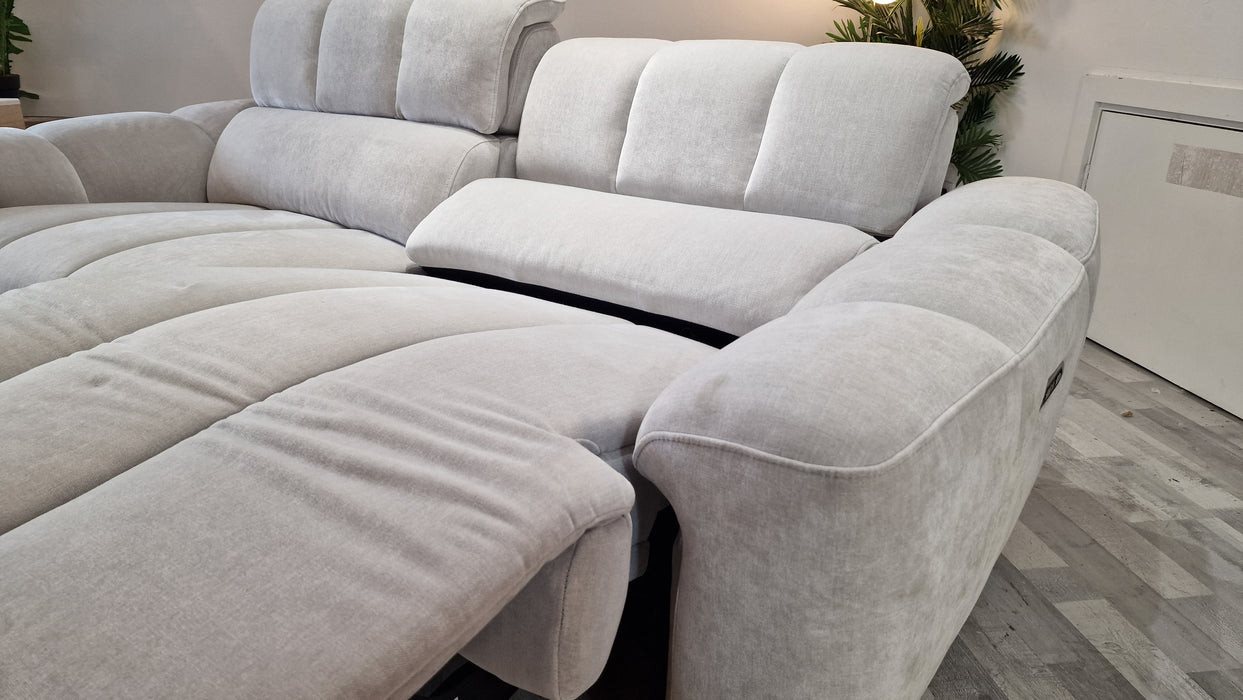 Nobu 2.5 Seater - Fabric Power Reclining Sofa - Relaxed Chenille Stone