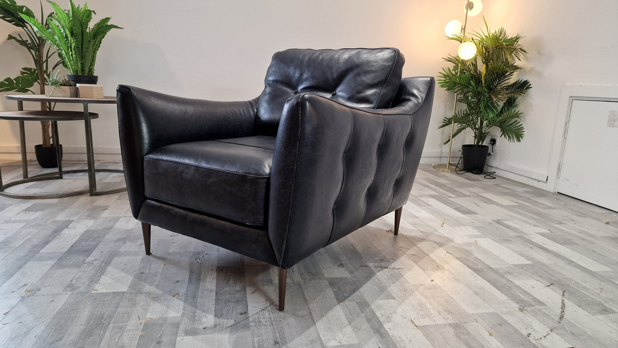 Cordelia 1 Seater - Leather Chair - Utah Black