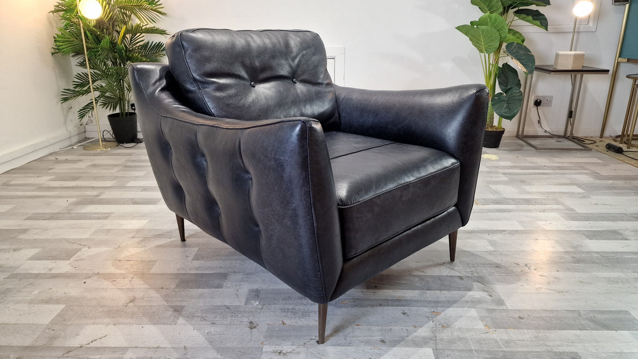 Cordelia 1 Seater - Leather Chair - Utah Black