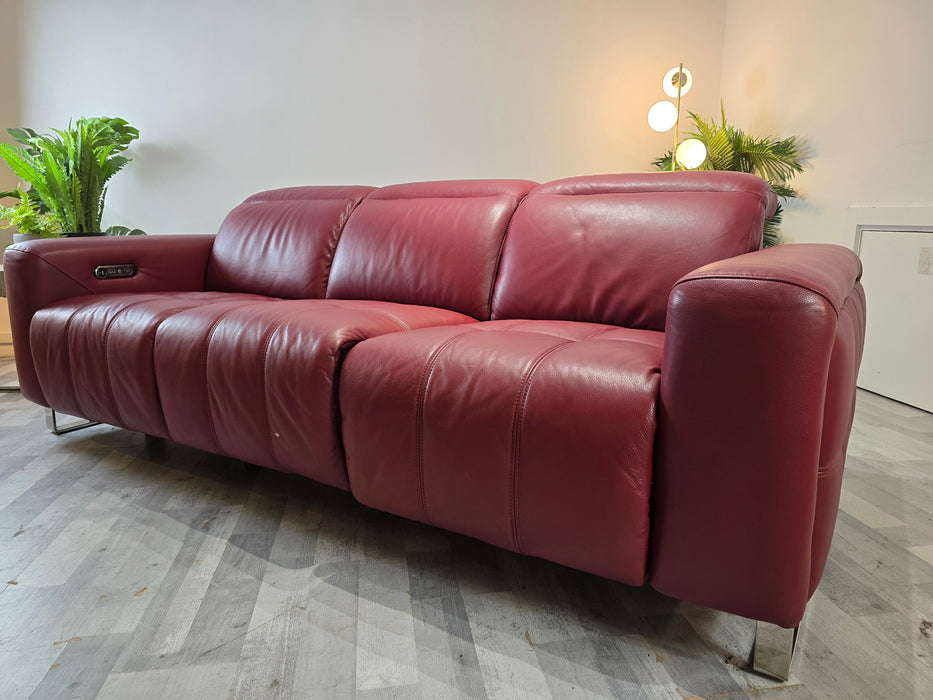 Marvella 3 Seater - Trusty Sheen Leather Cranberry - Power Recliner