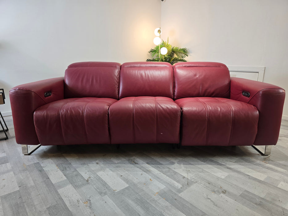 Marvella 3 Seater - Trusty Sheen Leather Cranberry - Power Recliner