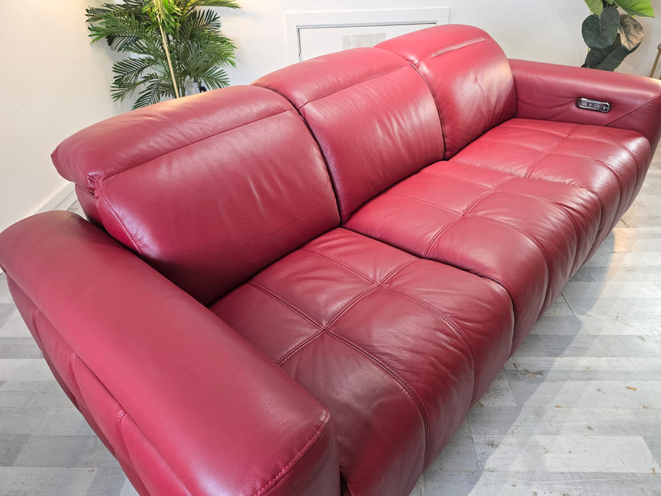 Marvella 3 Seater - Trusty Sheen Leather Cranberry - Power Recliner