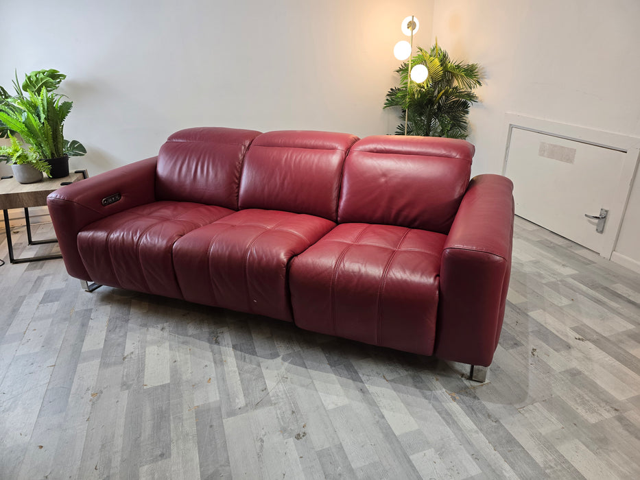 Marvella 3 Seater - Trusty Sheen Leather Cranberry - Power Recliner