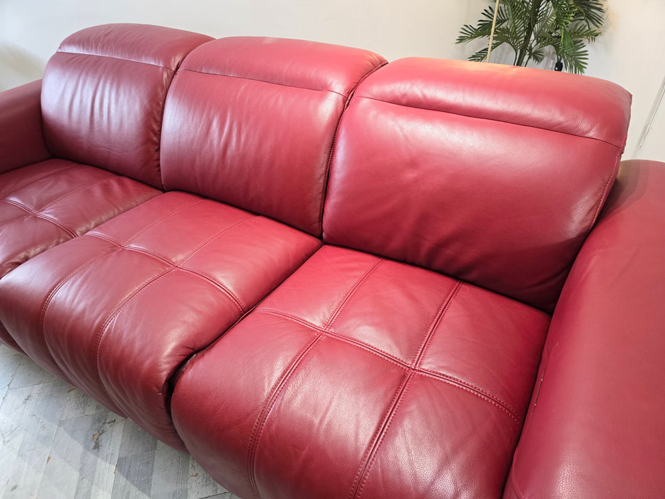 Marvella 3 Seater - Trusty Sheen Leather Cranberry - Power Recliner