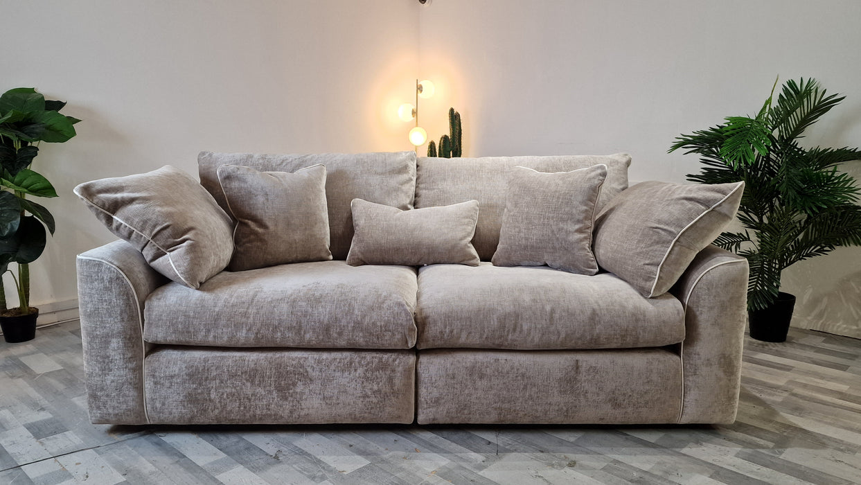 Georgio 4 Seater Split - Fabric Sofa - Luxe Chenille Stone Mix