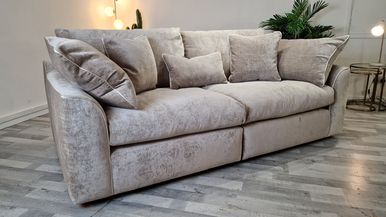 Georgio 4 Seater Split - Fabric Sofa - Luxe Chenille Stone Mix