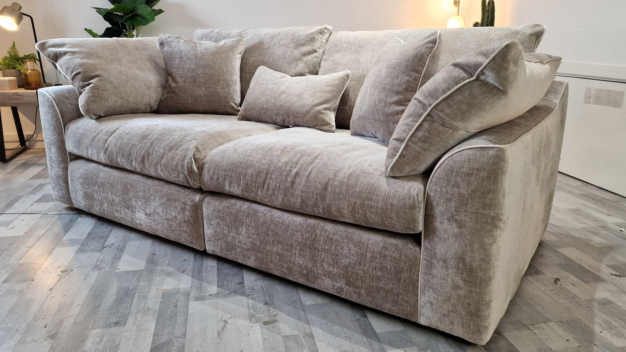 Georgio 4 Seater Split - Fabric Sofa - Luxe Chenille Stone Mix