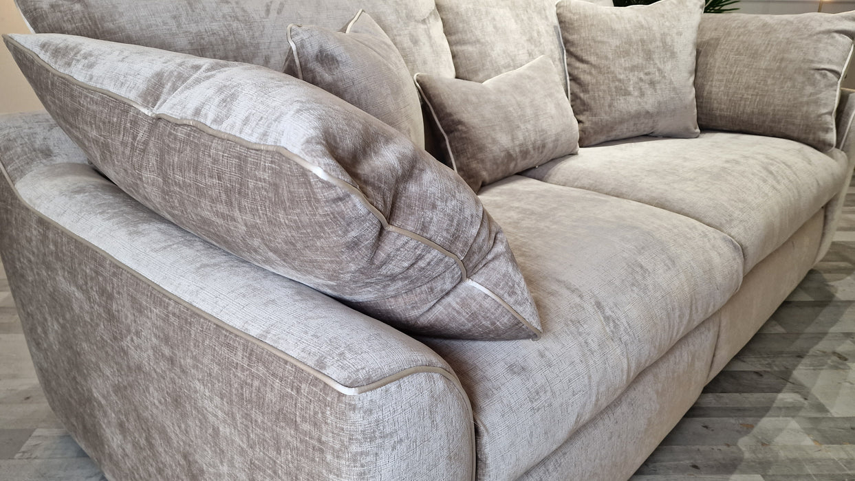 Georgio 4 Seater Split - Fabric Sofa - Luxe Chenille Stone Mix