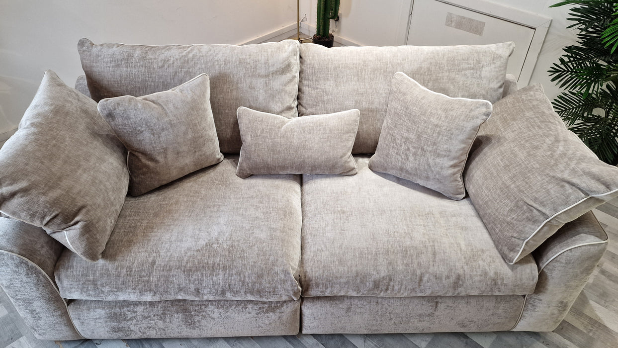 Georgio 4 Seater Split - Fabric Sofa - Luxe Chenille Stone Mix