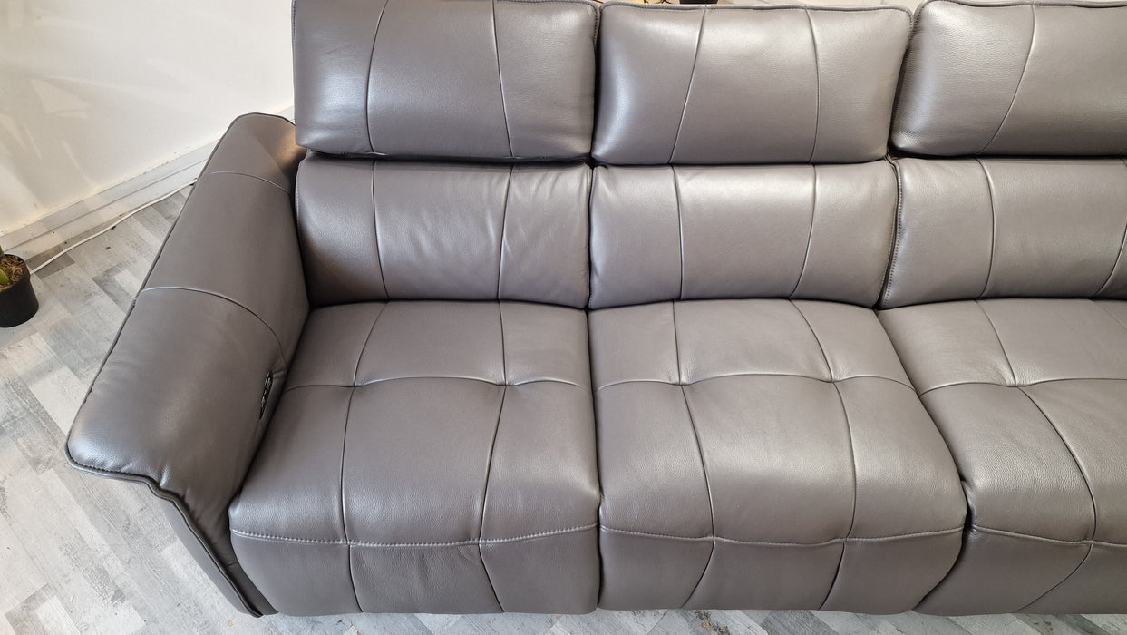 Cadenza 3 Seater - Leather Power Reclining Sofa - Down Pipe Grey