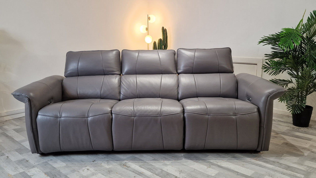 Cadenza 3 Seater - Leather Power Reclining Sofa - Down Pipe Grey