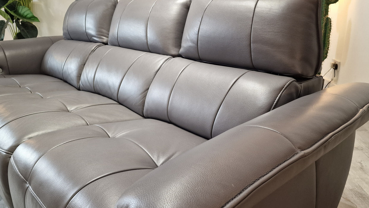 Cadenza 3 Seater - Leather Power Reclining Sofa - Down Pipe Grey